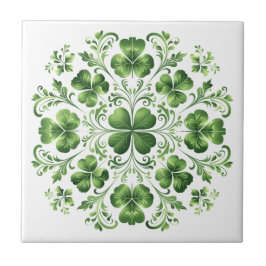 St. Patrick's Green Celtic Clover Illustration Fliese