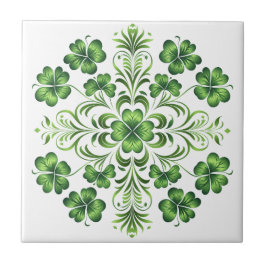 St. Patrick's Green Clover Illustration Fliese