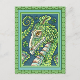 ST. PATRICK'S GREEN KLEEBLATT DRAGON, IRISH FANTAS POSTKARTE