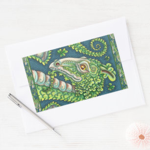 ST. PATRICK'S GREEN KLEEBLATT DRAGON, IRISH FANTAS RECHTECKIGER AUFKLEBER