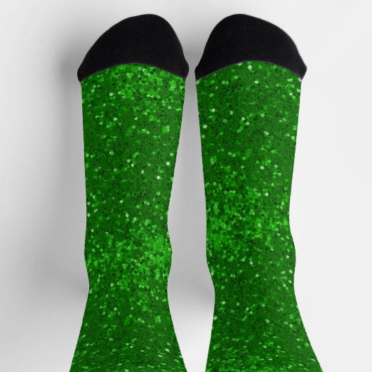 St. Patrick's green sparkling glitter pattern Socken (Oben)