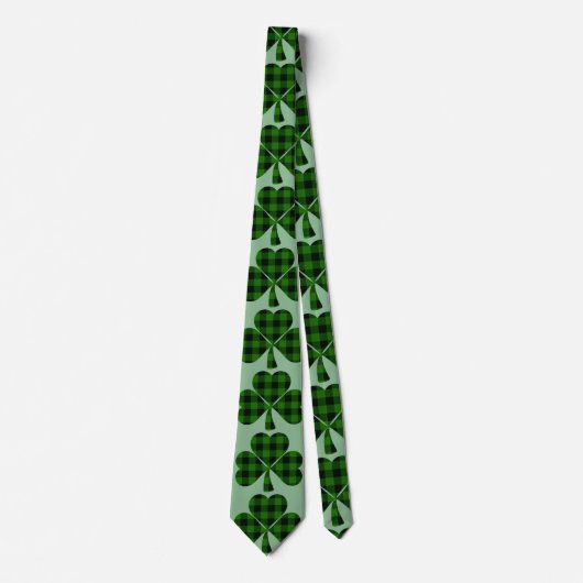 St. Patricks grünes Kleeblatt, karierte Kleeblätte Krawatte (Vorderseite)