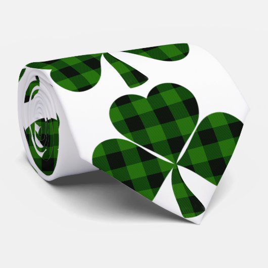 St. Patricks grünes Kleeblatt, karierte Kleeblätte Krawatte (Gerollt)