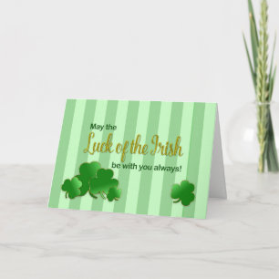 St. Patrick's Gruß - Kleeblätter in Grün/Gold Karte