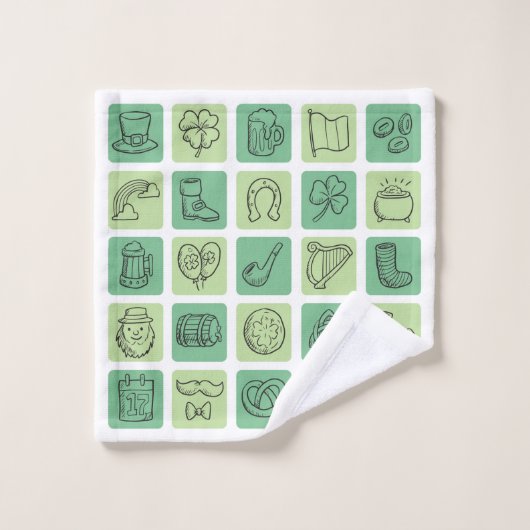 St. Patrick's Hand Drawn Icons ID635 Badhandtuch Set (Waschlappen)