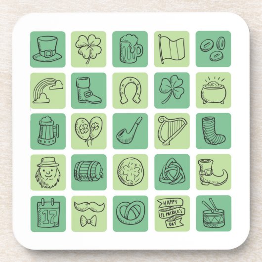 St. Patrick's Hand Drawn Icons ID635 Getränkeuntersetzer (Vorderseite)