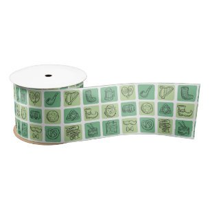 St. Patrick's Hand Drawn Icons ID635 Satinband