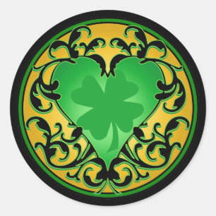 St. Patrick's Heart Lucky Charm Runder Aufkleber