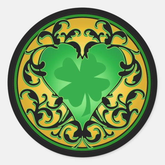 St. Patrick's Heart Lucky Charm Runder Aufkleber (Vorderseite)