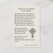 St. Patrick's Holy Card mit schönem Gebet Visitenkarte (Rückseite)