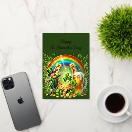 St Patricks Horseshoe Leprechaun Beer Illustration