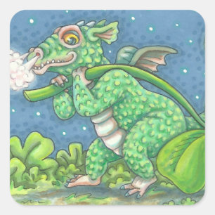 ST. PATRICK'S IRISCHER DRACHE, FANTASY-STICKER Bog Quadratischer Aufkleber