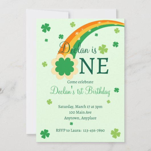 St. Patrick's Irischer Erster 1. Geburtstag Einladung (Vorderseite)