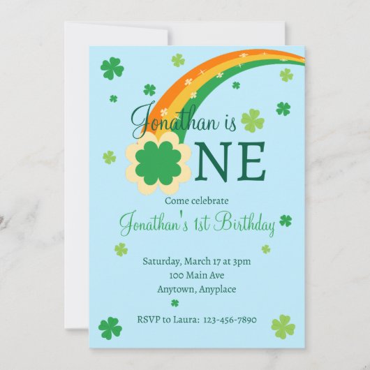 St. Patrick's Irischer Erster 1. Geburtstag Einladung (Vorderseite)