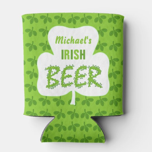 St Patricks Irish Beer Personalisiertes Kleeblatt Dosenkühler (Rückseite)