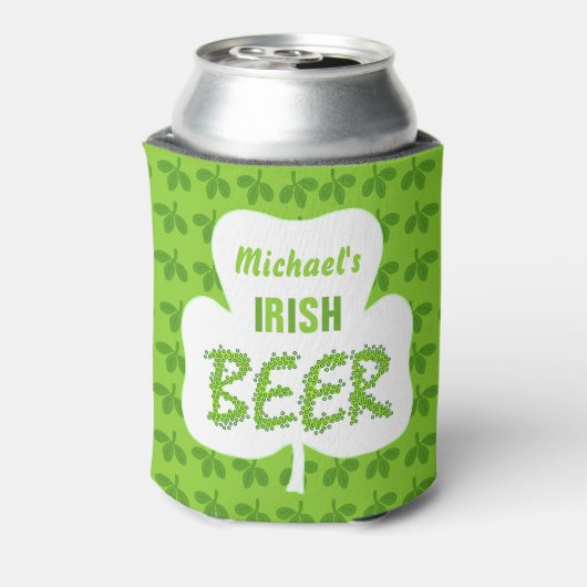 St Patricks Irish Beer Personalisiertes Kleeblatt Dosenkühler (Kanne Rückseite)