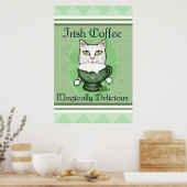 St. Patricks Irish Coffee Cat Poster / Print (Küche)