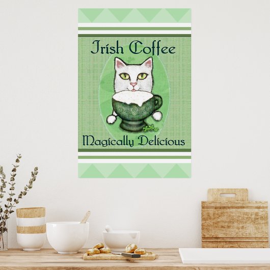 St. Patricks Irish Coffee Cat Poster / Print (Küche)