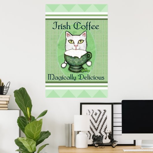 St. Patricks Irish Coffee Cat Poster / Print (Heimbüro)