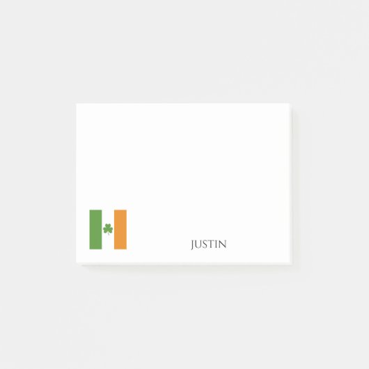 St Patrick's Irish Flag w Kleeblatt | Personalisie Post-it Klebezettel (Vorderseite)