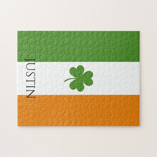 St Patrick's Irish Flag w Kleeblatt | Personalisie Puzzle (Horizontal)