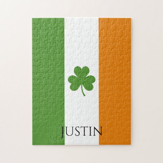 St Patrick's Irish Flag w Kleeblatt | Personalisie Puzzle (Vertikal)