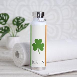 St Patrick's Irish Flag w Kleeblatt   Personalisie Trinkflasche