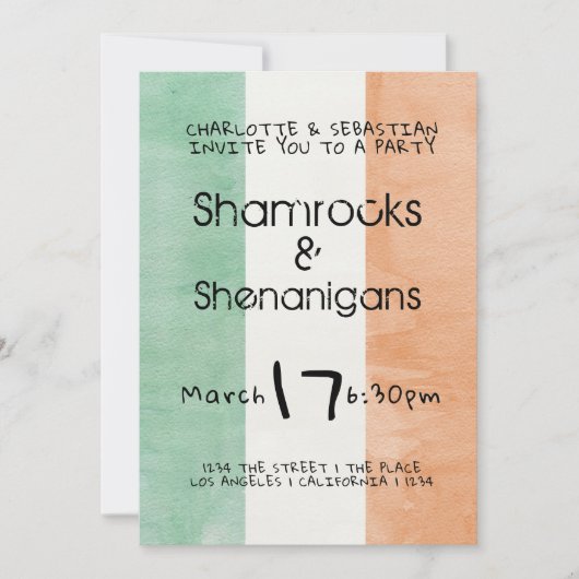 St Patricks Irish Kleeblatts Shenanigans Watercolo Einladung (Vorderseite)
