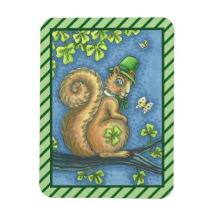 ST. PATRICK'S IRISH LEPRECHAUN SQUIRREL MAGNET
