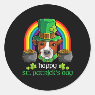 St. Patricks Jack Russel Vater, Jack Russel Dog Ma Runder Aufkleber