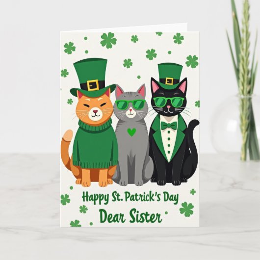 St Patricks Katze Schwester Karte (Vorderseite)