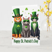 St. Patricks Katzen Fun Day Karte (Gelbe Blume)