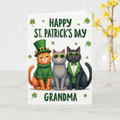 St Patricks Katzen Oma Karte (Gelbe Blume)