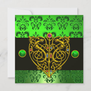 ST. PATRICK'S KELTISCHES HERZ Grüner Damast Einladung