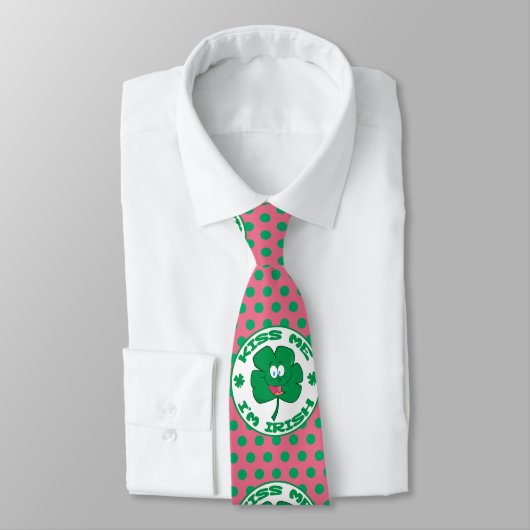 St. Patrick's Kiss Me I'm Irish Polka Dot Necktie Krawatte (Gebunden)