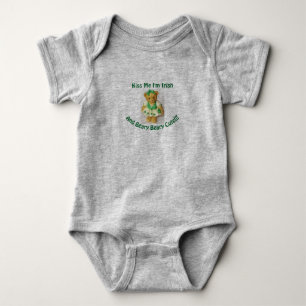 St. Patrick's Kiss Me Teddy Bear Baby Bodysuit Strampler