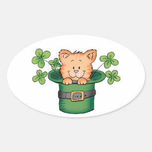 St. Patricks Kitty Ovaler Aufkleber