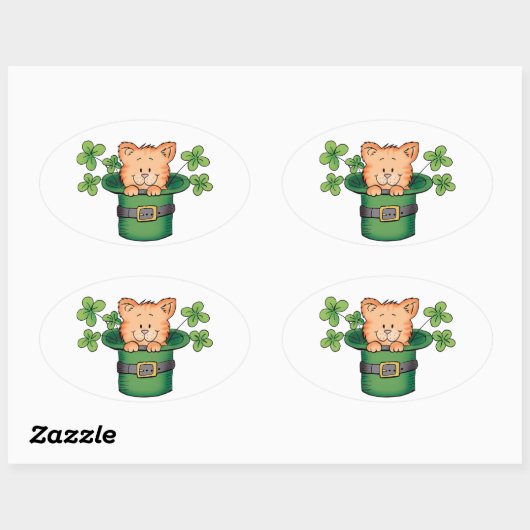 St. Patricks Kitty Ovaler Aufkleber (Blatt)