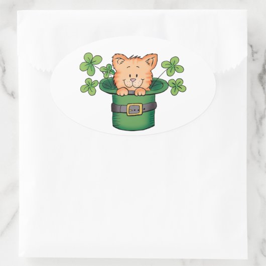 St. Patricks Kitty Ovaler Aufkleber (Tasche)