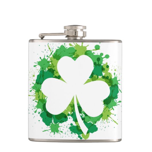 St. Patricks Klee Vinyl umwickelte Flasche Flachmann (Vorderseite)