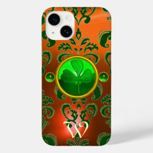ST PATRICK'S KLEEBLATT ORANGE GREEN DAMASK MONOGRA Case-Mate iPhone HÜLLE