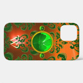 ST PATRICK'S KLEEBLATT ORANGE GREEN DAMASK MONOGRA Case-Mate iPhone HÜLLE (Rückseite (Horizontal))