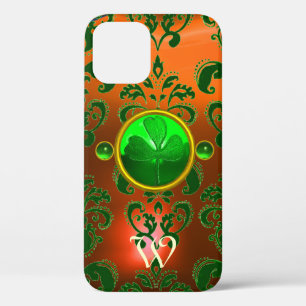 ST PATRICK'S KLEEBLATT ORANGE GREEN DAMASK MONOGRA Case-Mate iPhone HÜLLE