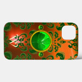ST PATRICK'S KLEEBLATT ORANGE GREEN DAMASK MONOGRA Case-Mate iPhone HÜLLE (Rückseite (Horizontal))