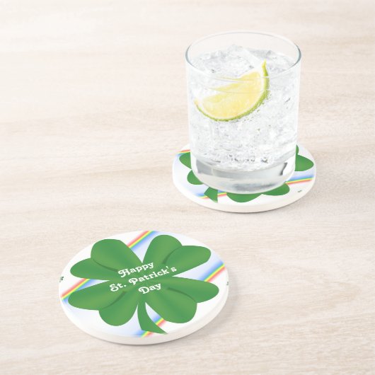 St. Patrick's Kleeblatt Sandstone Untersetzer (Seite)