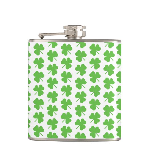 St. Patricks Kleeblatt Vinyl umwickelte Flasche Flachmann (Vorderseite)