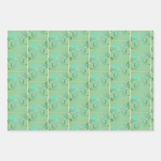 St. Patrick's Kleeblatts Blassgrün Geschenkpapier Set (Vorderseite)