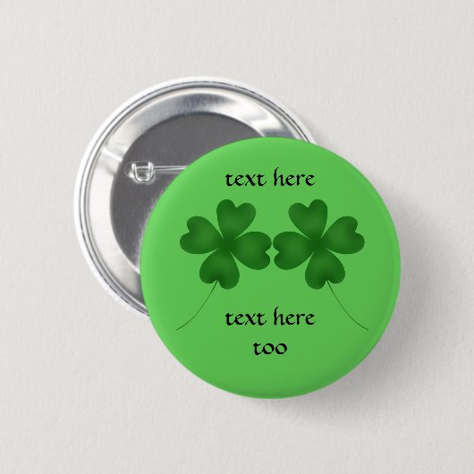 St Patricks Kleeblatts Button (Vorne & Hinten)