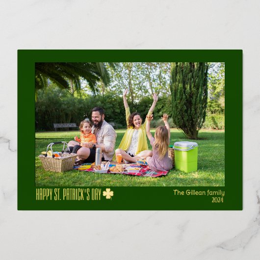 St Patricks Kleeblatts Foto Folien Feiertagskarte (Vorderseite)
