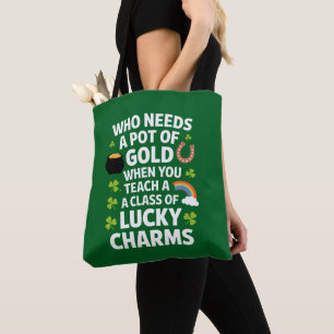 St Patricks Lehrer Glücksbringer Klee Irisch Tasche